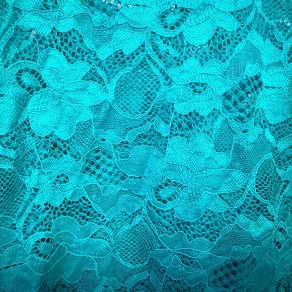 Torrid Aqua Blue/Green Stretch Lace Crew Neck Cinch Side Tee Size 2 2XL - Picture 12 of 14